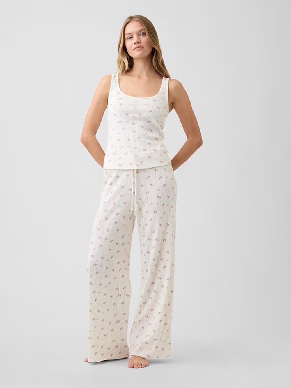 GAP Pointelle PJ Set | Tank Top + Wide Leg Pant - Picture 4 of 13
